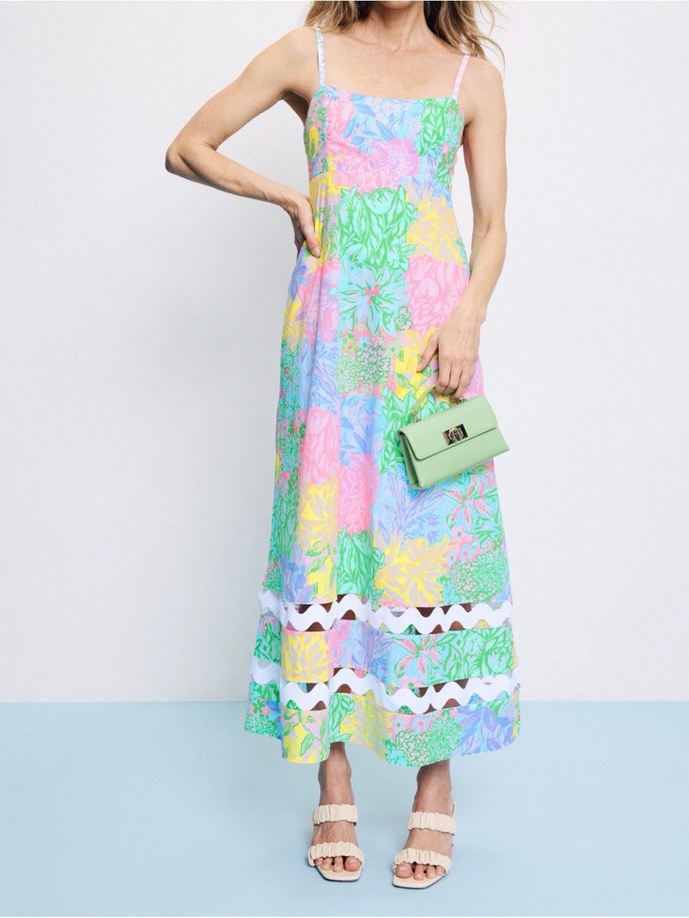 NWT Lilly Pulitzer Haley Midi Dress Bright Delight Patch Size 12 $278 - Picture 2 of 9